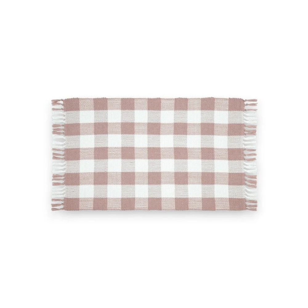 My Texas House Pink Gingham Fringe Layering‎ Rug, 24x38, Spring 2026